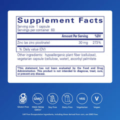 Close-up of Pure Encapsulations Zinc 30 mg capsules