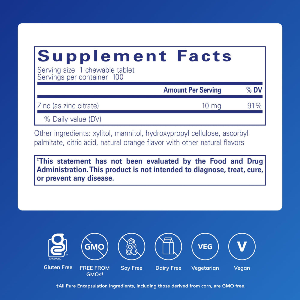 Close-up of orange-flavored zinc chewables tablets
