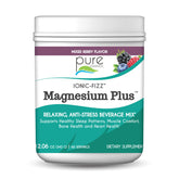 Front view of Pure Essence Labs Ionic Fizz Magnesium Plus jar in Mixed Berry flavor.