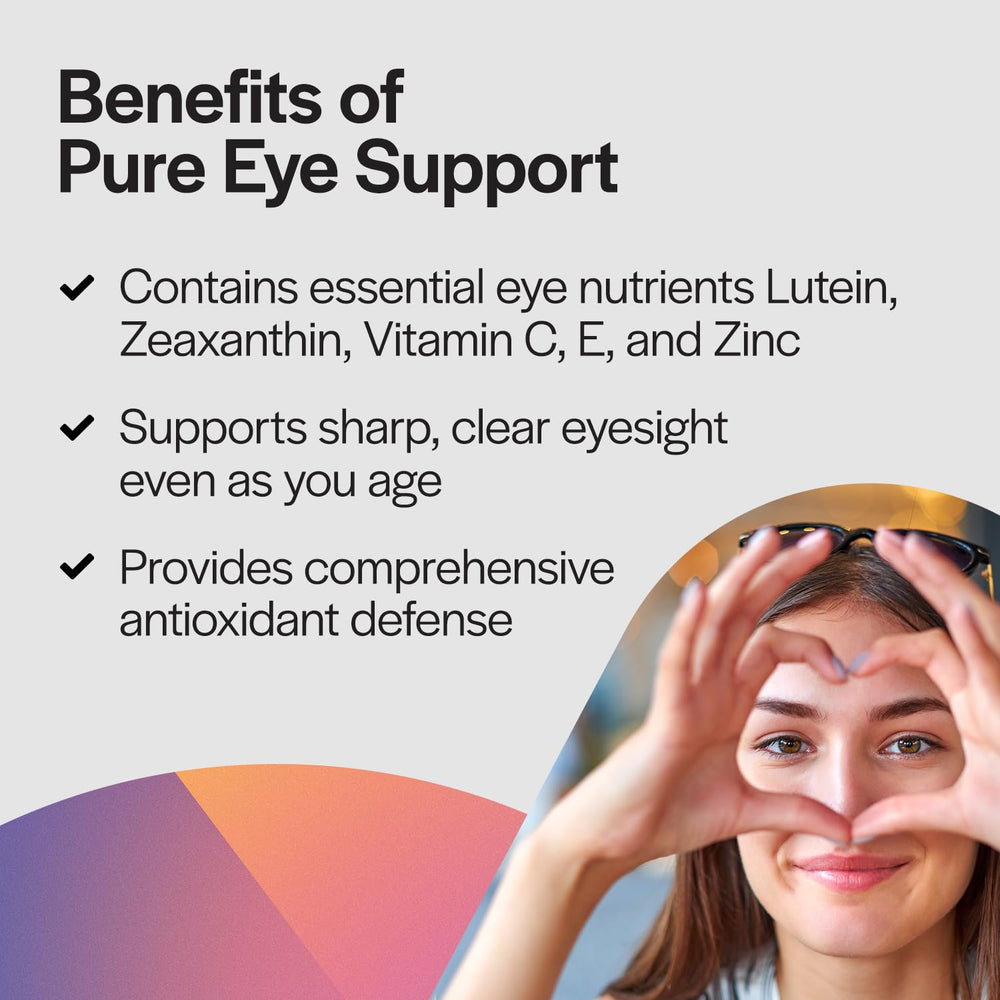 Pure Eye Support packaging and bottle displayed on white background