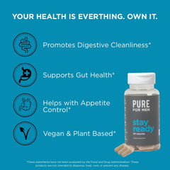 Pure for Men Stay Ready Fiber dissolving in water demonstrates gel-forming action.