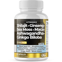 Pure Himalayan Shilajit capsules with Ashwagandha and Sea Moss
