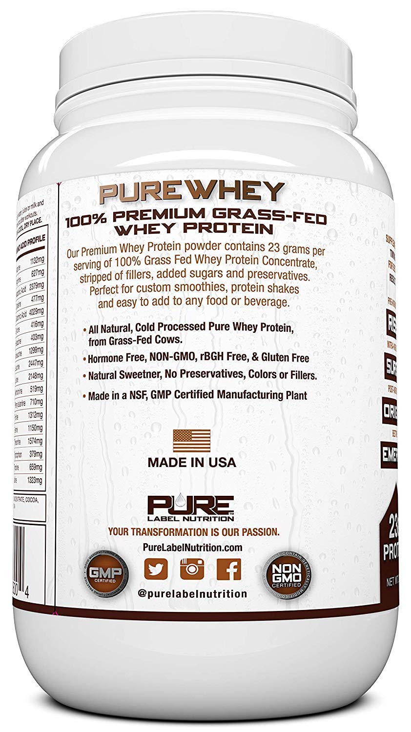 Pure Label Nutrition chocolate whey shake glass highlighting post-workout recovery