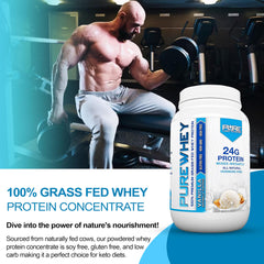 Soy-free, gluten-free whey protein powder label