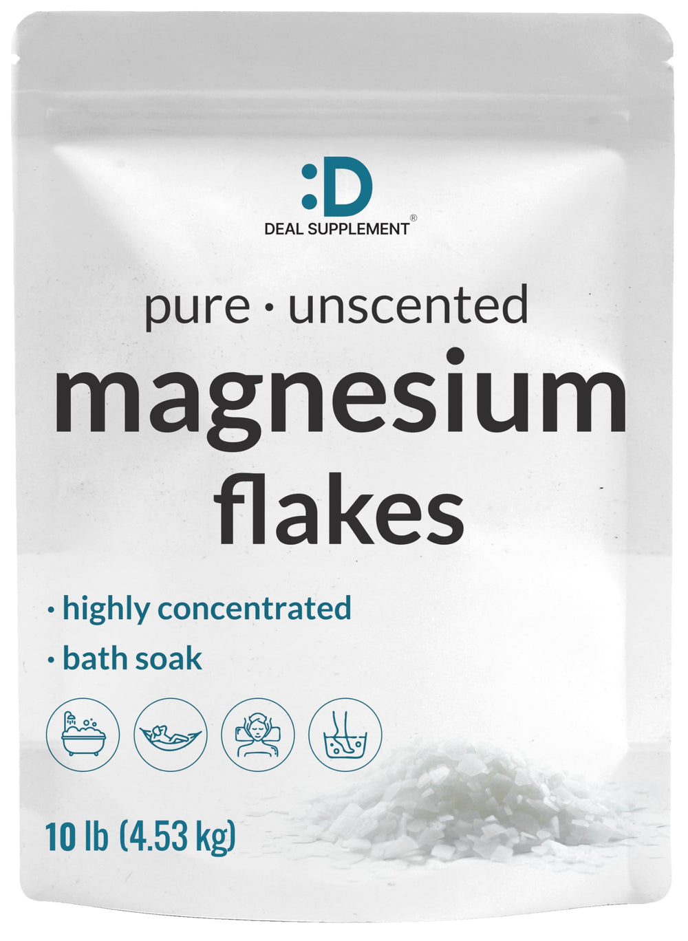 10-pound pouch of unscented Pure Magnesium Flakes Bath Soaks