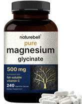 Pure Magnesium Glycinate 500mg bottle, front view