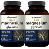 Two-pack Pure Magnesium Glycinate 500mg with Vitamin C packaging
