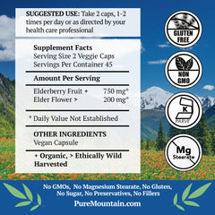 Close-up of vegan kosher elderberry capsules