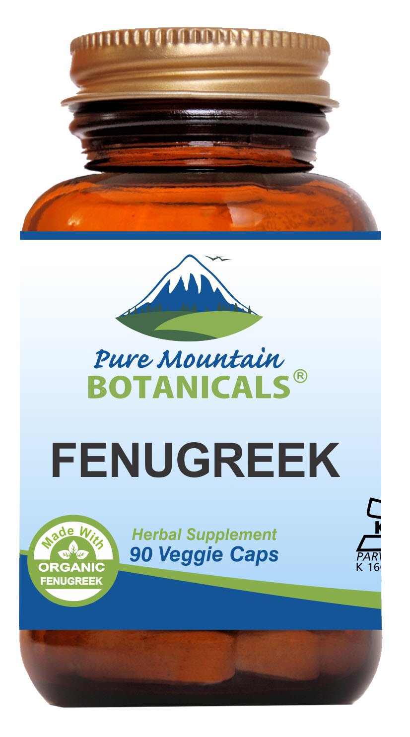 Pure Mountain Botanicals fenugreek capsules bottle for daily wellness.