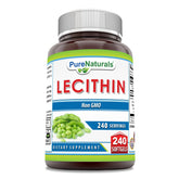 Bottle of Pure Naturals Lecithin 1200 mg Softgels with 240-count label