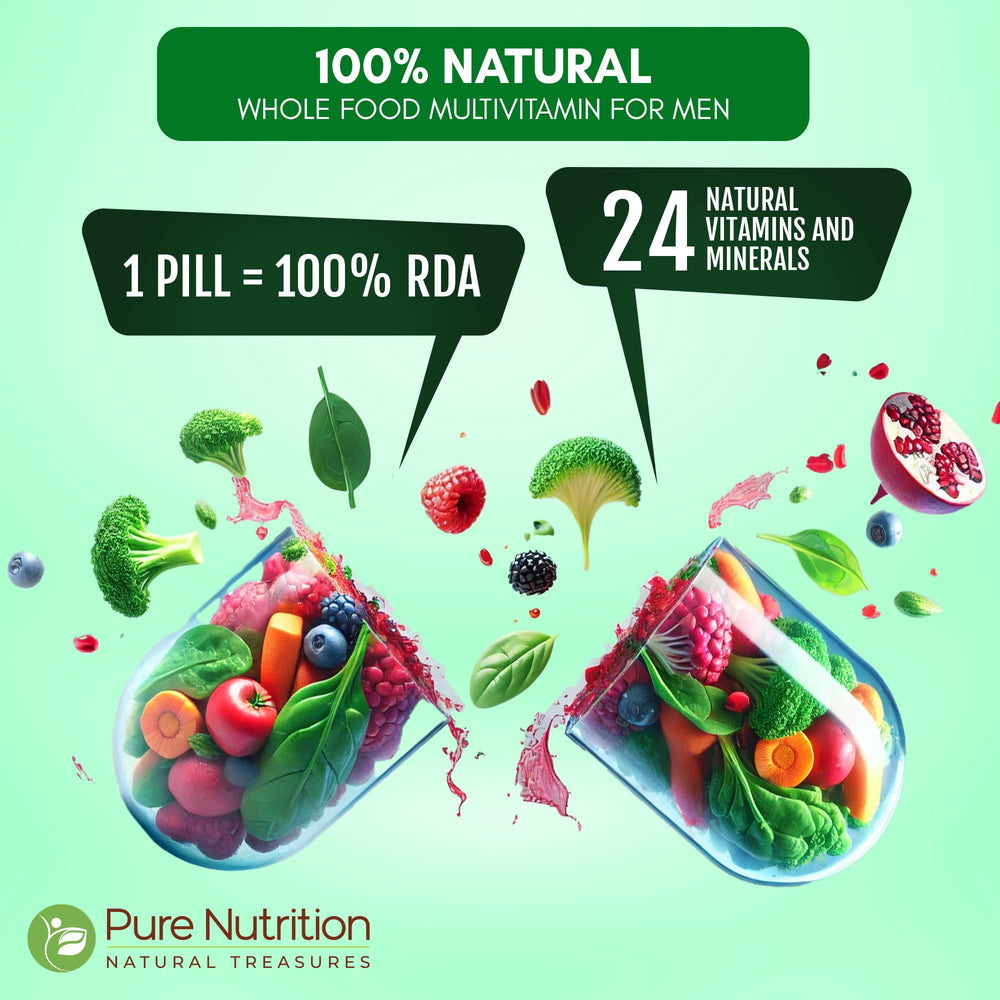 Label highlighting 24 natural vitamins and minerals