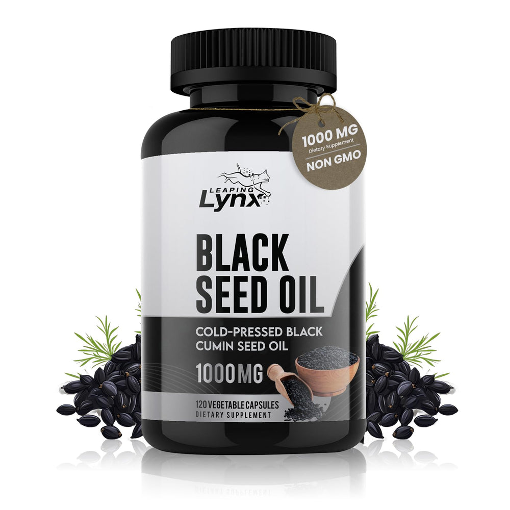 Bottle of Pure Organic Cold-Pressed Black Seed Oil Capsules