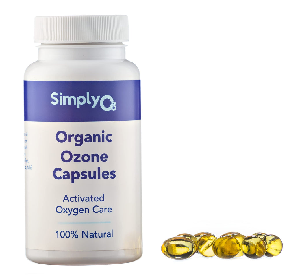 Bottle of Pure Organic Ozonated Olive Oil Capsules 120 count