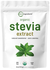 Pure Organic Stevia Powder 4 oz with scoop
