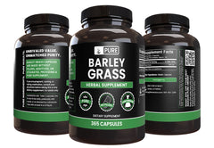Back label showing supplement facts for barley grass capsules
