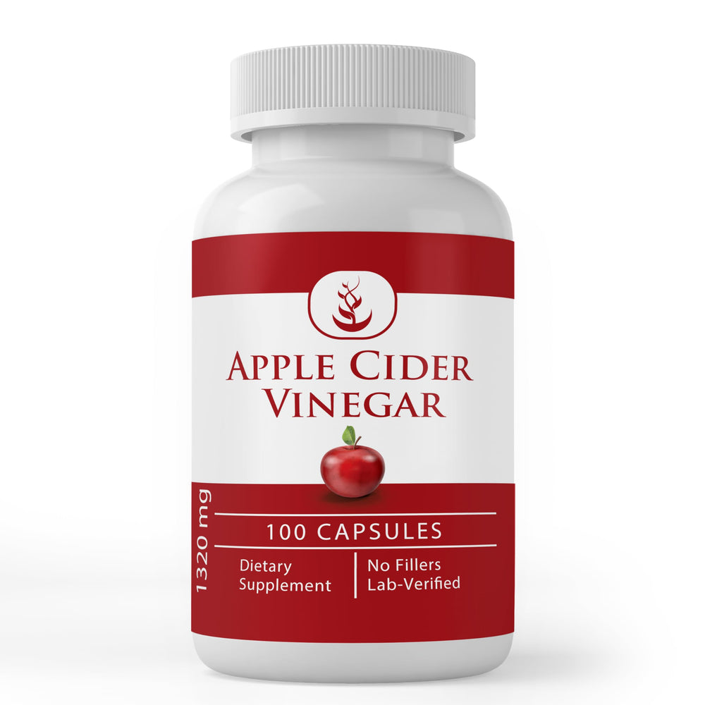 Bottle of Pure Original Apple Cider Vinegar Capsules with label