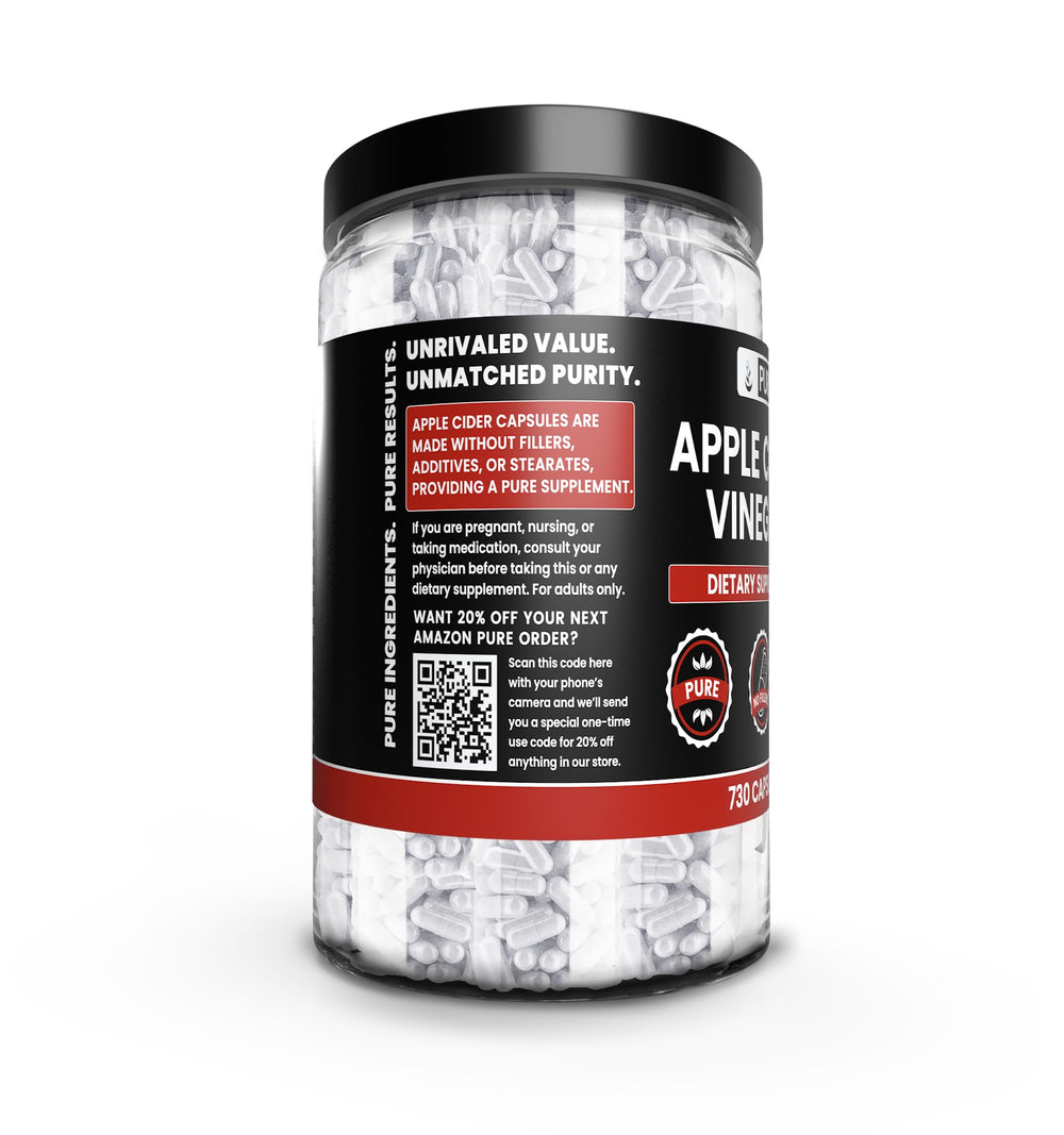 Close-up of single-ingredient Apple Cider Vinegar capsules