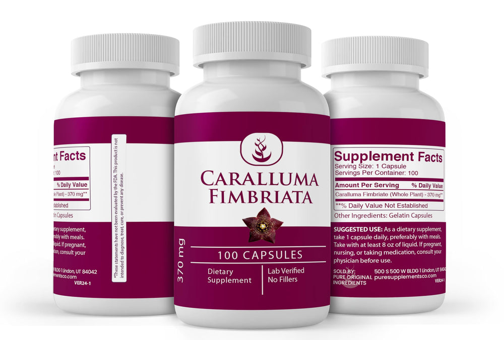 Lab verified quality seal on Pure Original Caralluma Fimbriata packaging