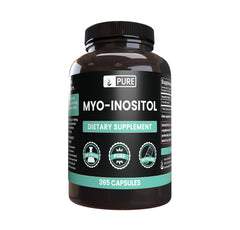 Product hero image showing Pure Original Ingredients Myo-Inositol 365 capsules