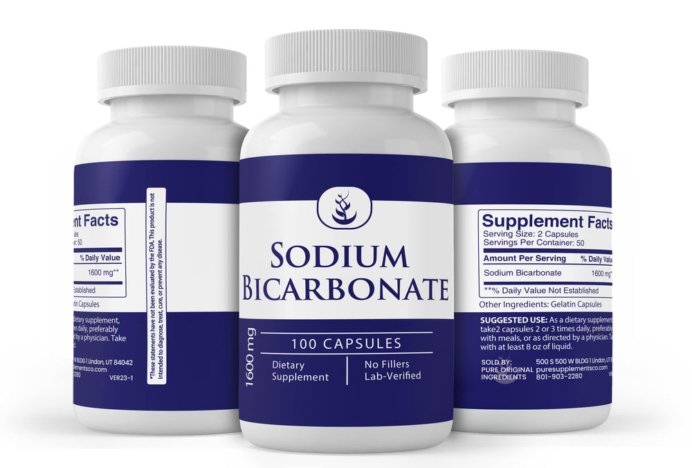 Back label of sodium bicarbonate capsules bottle