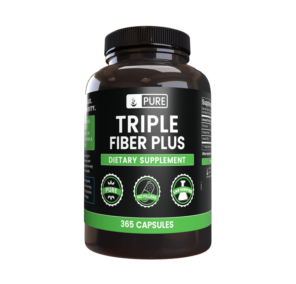 Bottle of Triple Fiber capsules with pure original ingredients