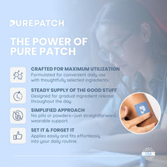 Pure Patch Focus gluten-free badge on packaging for dietary considerations.