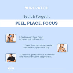Pure Patch Focus peel-and-apply guide for a quick, non-ingestible routine.