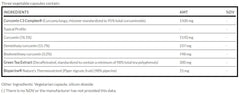 Supplement facts panel for Pure Prescriptions Turmeric Curcumin C3 Complex