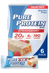 Pure Protein bar strawberry Greek yogurt pack shot shows convenient on-the-go energy