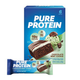 Pure Protein Chocolate Mint Cookie bar wrap close-up highlighting rich texture and low-sugar snack