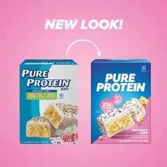 Pure Protein Birthday Cake Bars close-up shows chewy texture and rich birthday flavor