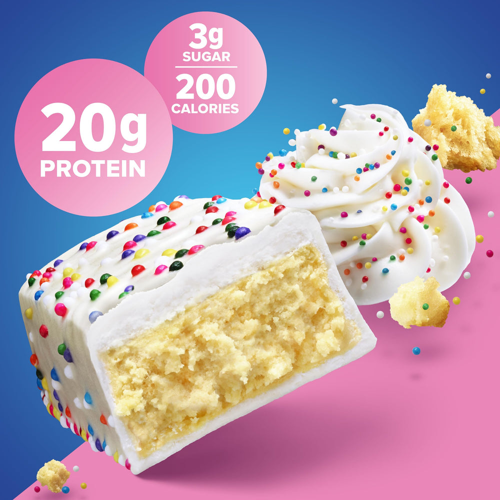 Pure Protein Birthday Cake Bars nutrition panel highlights 20g protein per bar