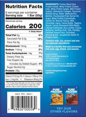 Pure Protein Chewy Chocolate Chip bar ingredients panel emphasizes protein and gluten-free goodness.