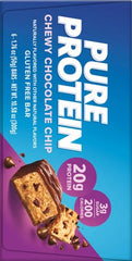 Pure Protein Chewy Chocolate Chip bar on desk pairs with coffee.