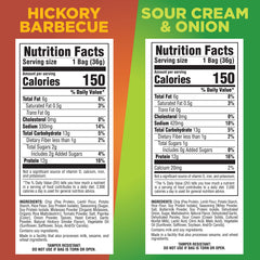 Pure Protein Popped Crisps Hickory Barbecue bag highlights bold flavor and 12g protein per serving.