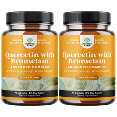 Pure Quercetin with Bromelain bottle on white background