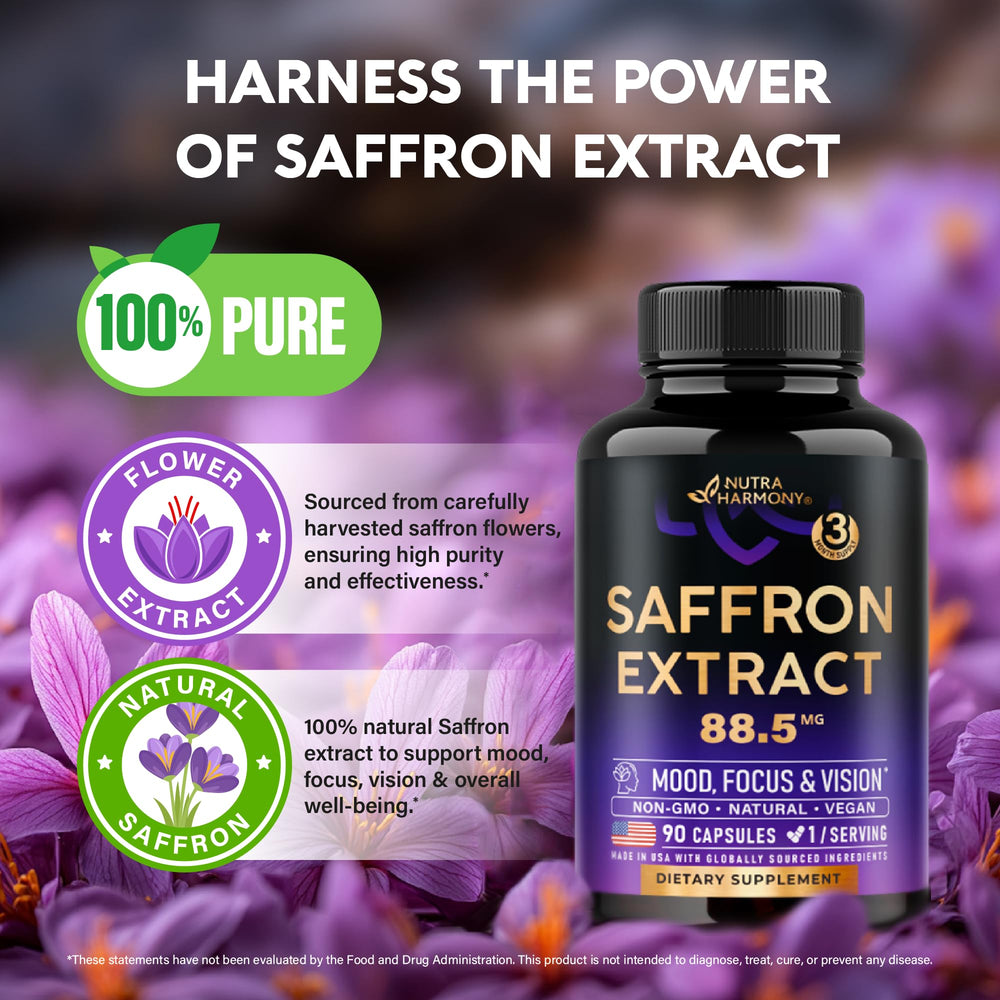 Close-up of pure saffron extract capsules (88.5 mg)