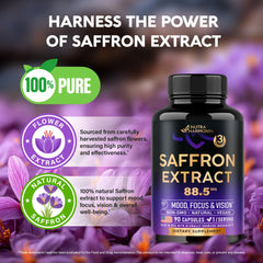 Close-up of pure saffron extract capsules (88.5 mg)