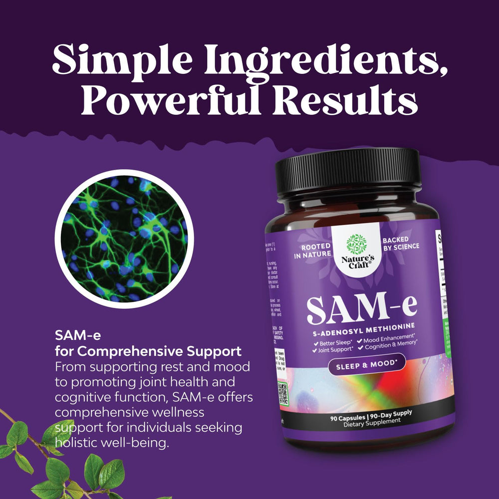 Back view showing supplement facts on Pure SAM-e 150mg bottle