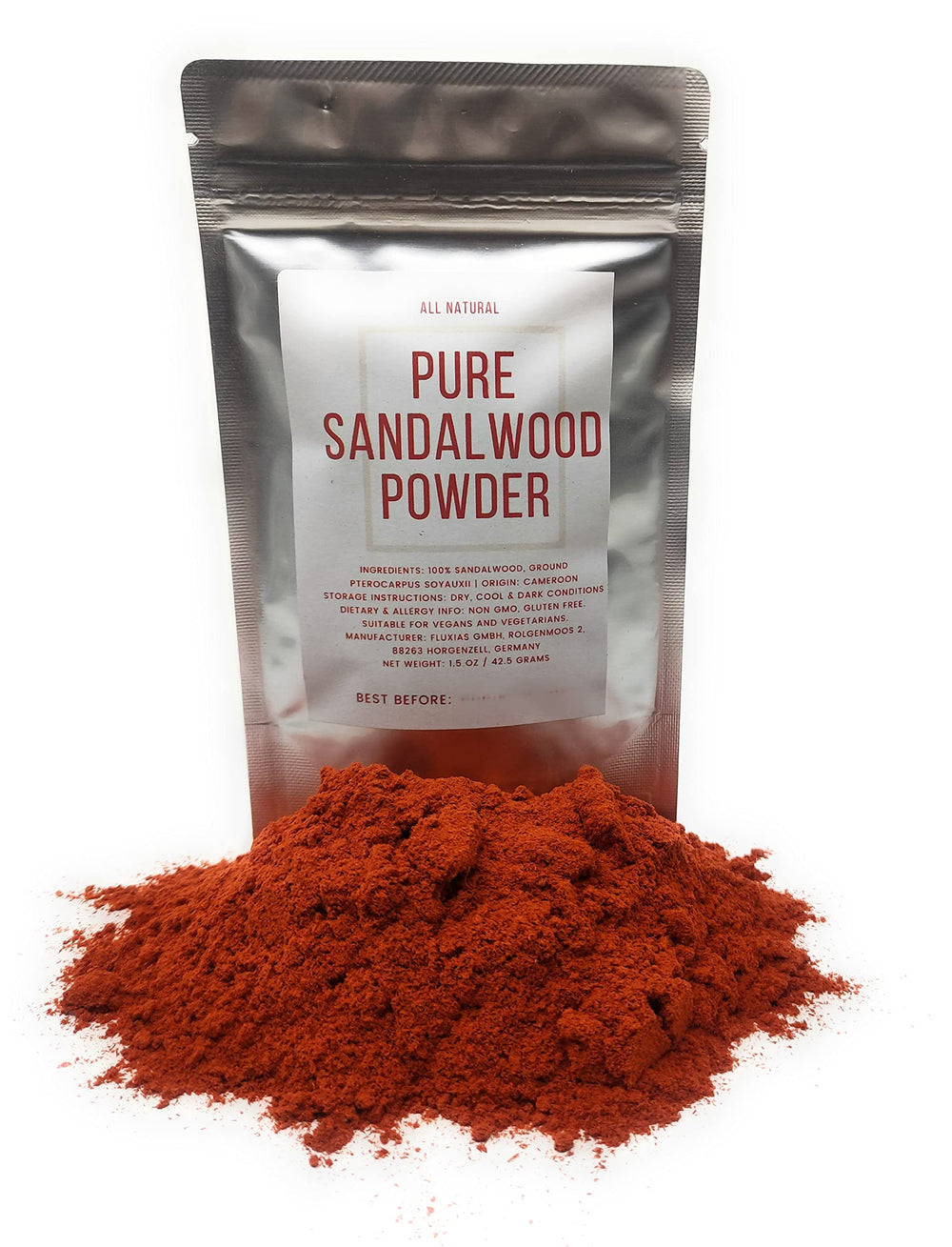 Pure Sandalwood Powder 1.5 oz in transparent pouch