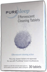 PureSleep Cleaning Tablets dissolving in water to clean a mouthpiece