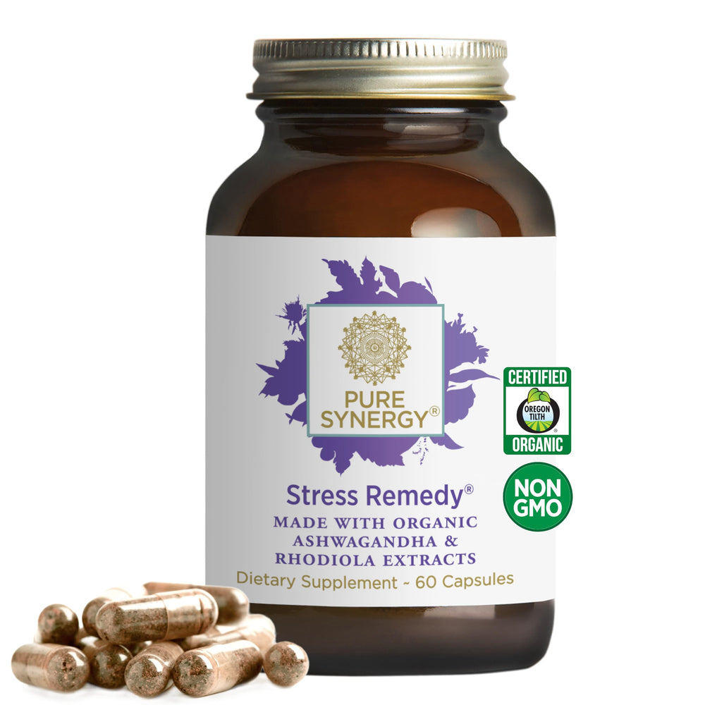 Pure Synergy Stress Remedy with organic ashwagandha (600 mg) per serving