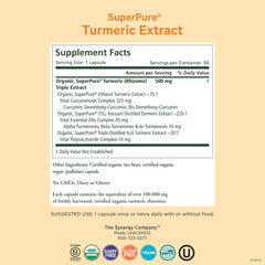 Close-up of Pure Synergy Turmeric Extract bottle label