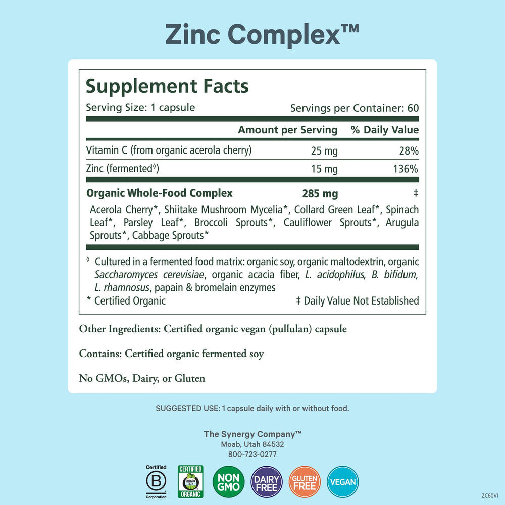 Zinc Complex with organic cofactors and vitamin C