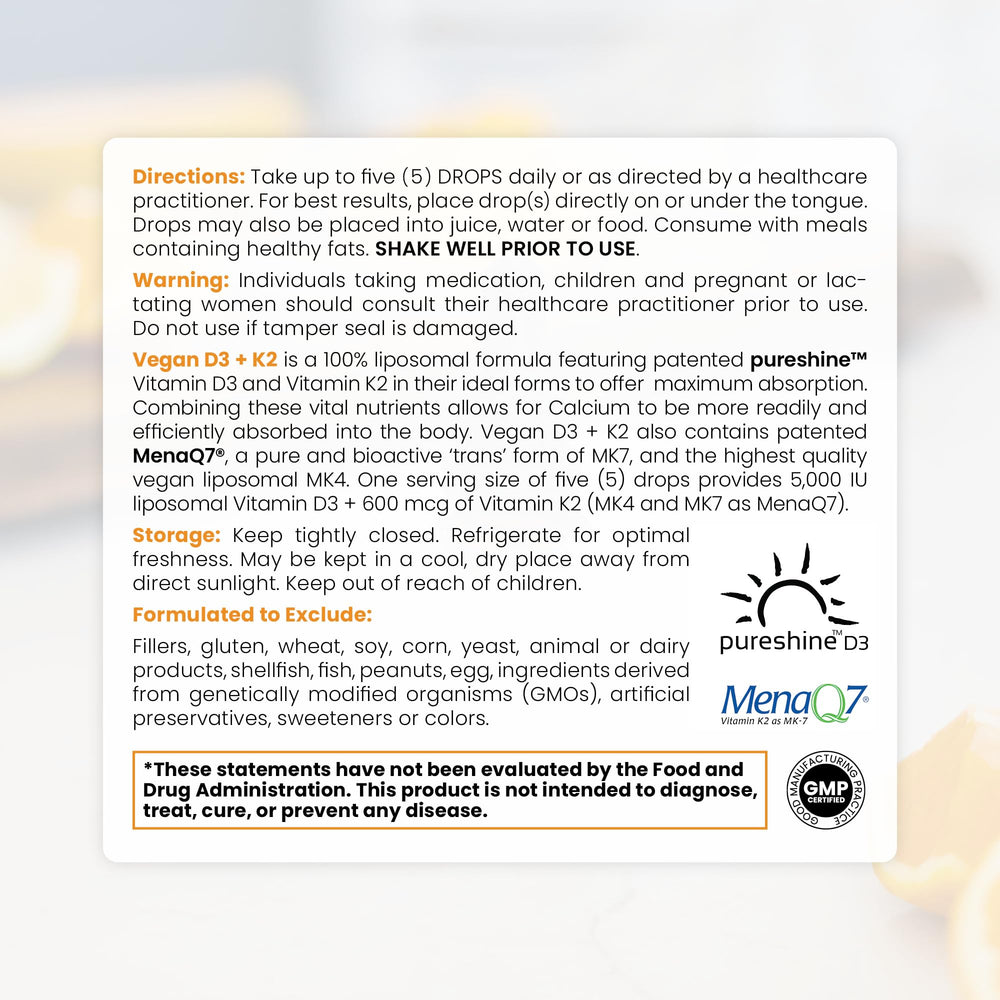 D3 (5000 IU) and K2 liposomal formulation close-up