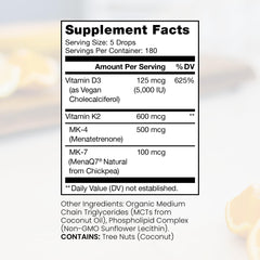 Close-up of liposomal Vitamin D3 and K2 drops in the bottle