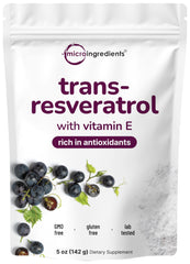 Pure Trans-Resveratrol Powder with Vitamin E in a 5 oz container