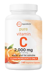 Pure Vitamin C 2000mg bottle and label