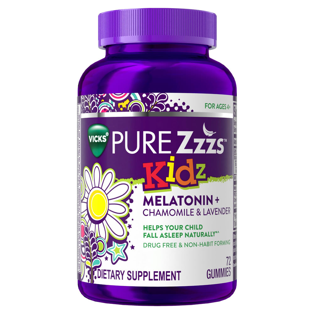 Vicks PURE Zzzs Kidz Melatonin Gummies berry bottle