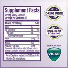 Serving suggestion of berry-flavored PURE Zzzs Kidz gummies